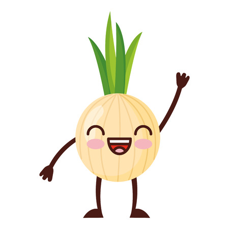 kawaii cute onion cartoon character vector illustrationのイラスト素材