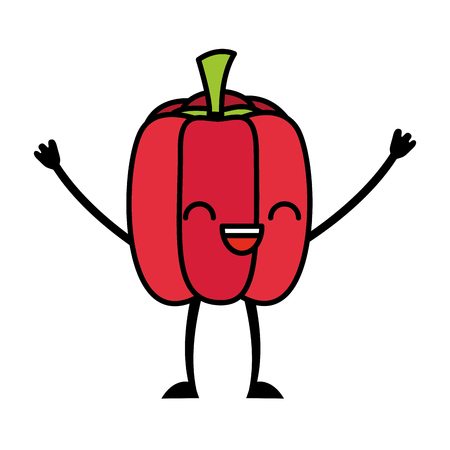 kawaii cute pepper cartoon character vector illustrationのイラスト素材