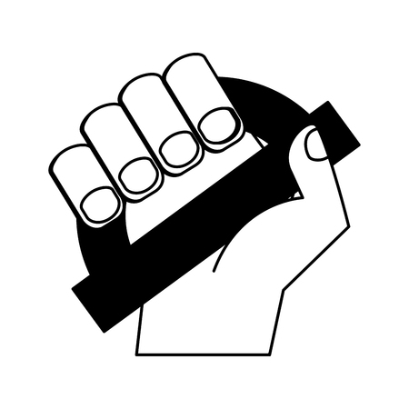 hand holding protractor supply education vector illustrationのイラスト素材