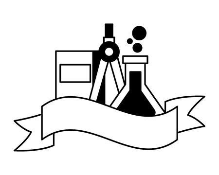 book compass and test tube education vector illustrationのイラスト素材