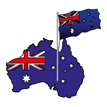 australian map flag in the pole vector illustrationのイラスト素材