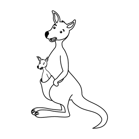 kangarro and baby australian wildlife vector illustrationのイラスト素材