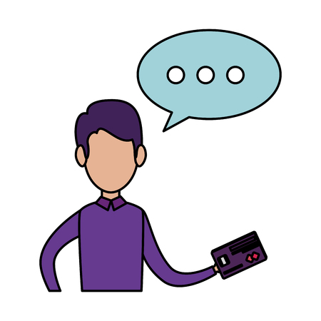 businessman with credit card and speech bubble vector illustration designのイラスト素材