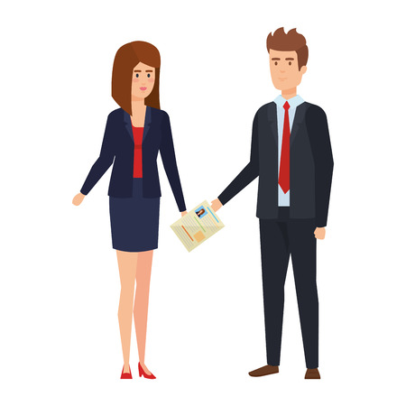 business couple with curriculum vitae vector illustration designのイラスト素材