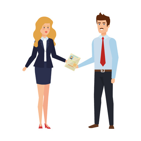 business couple with curriculum vitae vector illustration designのイラスト素材