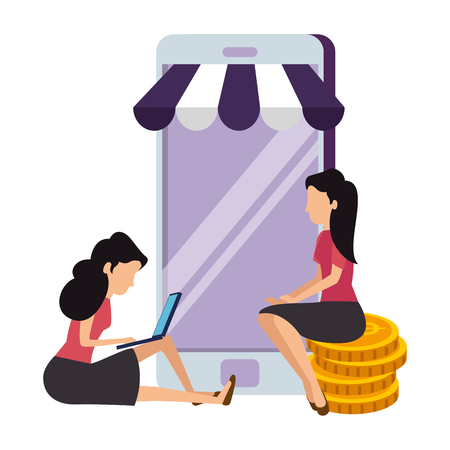 smartphone with parasol icon vector illustration designのイラスト素材