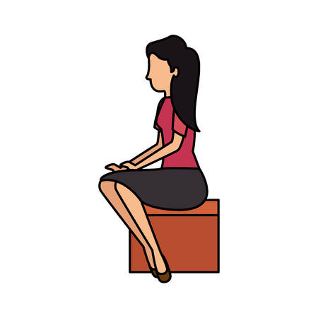 elegant businesswoman sitting character vector illustration designのイラスト素材