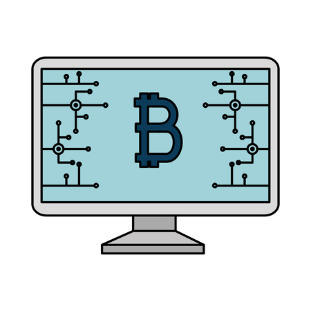 computer desktop with bitcoin vector illustration designのイラスト素材
