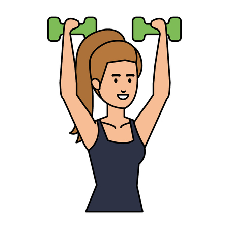 strong woman lifting weight vector illustration designのイラスト素材