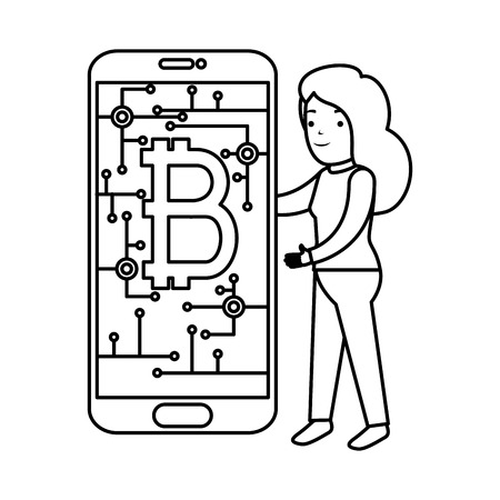 business person using smartphone with bitcoin vector illustration designのイラスト素材