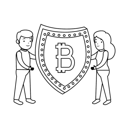 business person lifting shield with bitcoin vector illustration designのイラスト素材