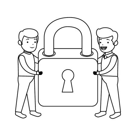 businessmen with secure padlock vector illustration designのイラスト素材