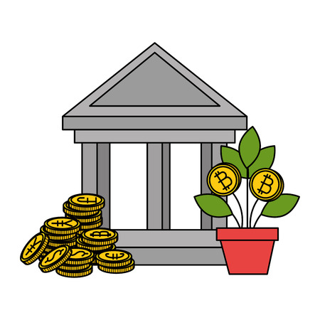 house plant with bitcoin money vector illustration designのイラスト素材