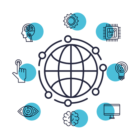 sphere planet browser with set icons vector illustration designのイラスト素材