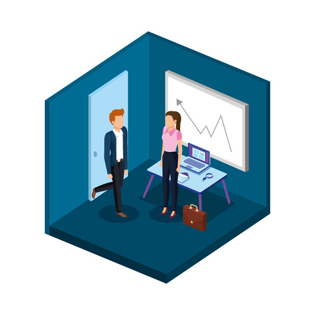business couple in the office scene vector illustration designのイラスト素材
