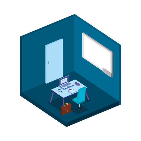 workplace office scene icon vector illustration designのイラスト素材
