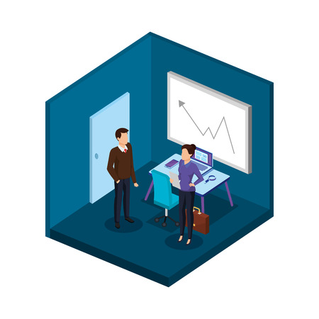 business couple in the office scene vector illustration designのイラスト素材
