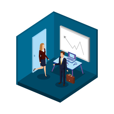 business couple in the office scene vector illustration designのイラスト素材