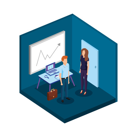 business couple in the office scene vector illustration designのイラスト素材