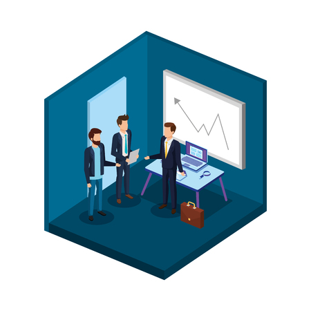 group of men in the office avatars vector illustration designのイラスト素材