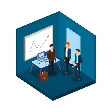 group of men in the office avatars vector illustration designのイラスト素材
