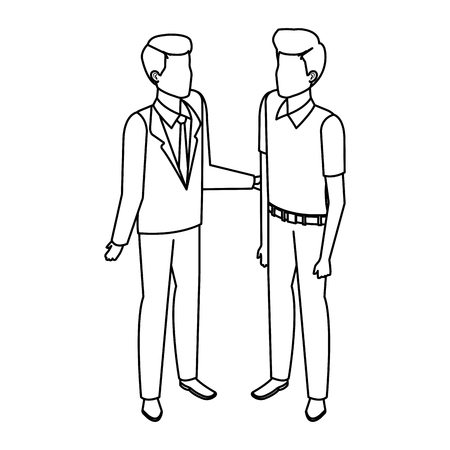 couple of men avatars characters vector illustration designのイラスト素材