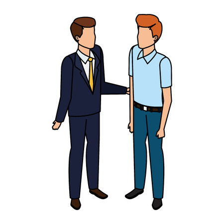 couple of men avatars characters vector illustration designのイラスト素材