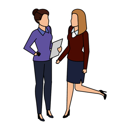 couple businesswomen avatars characters vector illustration designのイラスト素材