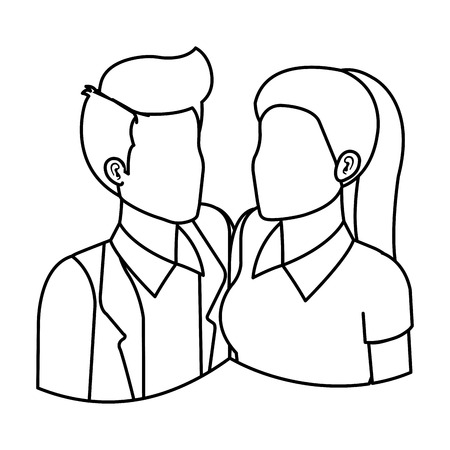 business couple avatars characters vector illustration designのイラスト素材