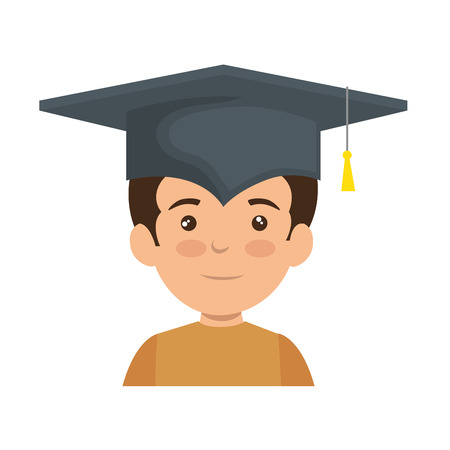 little schoolboy with graduation hat vector illustration designのイラスト素材