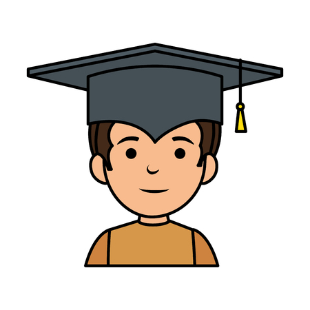 little schoolboy with graduation hat vector illustration designのイラスト素材
