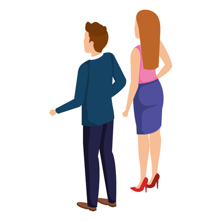 business couple back avatars characters vector illustration designのイラスト素材