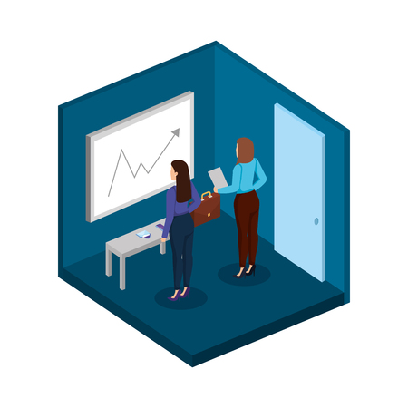 couple businesswomen in the office vector illustration designのイラスト素材