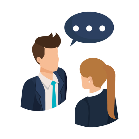 business couple talking with speech bubble vector illustration designのイラスト素材