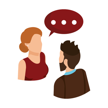 business couple talking with speech bubble vector illustration designのイラスト素材