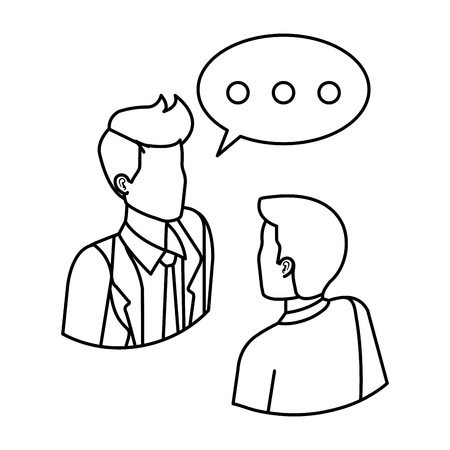 couple of men with speech bubble vector illustration designのイラスト素材