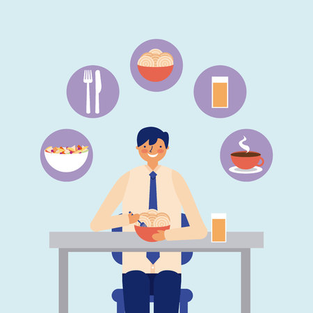 daily activity businessman eating lunch vector illustrationのイラスト素材