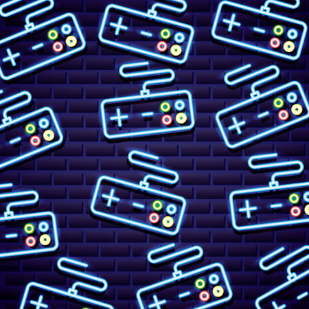 control video game neon background vector illustration