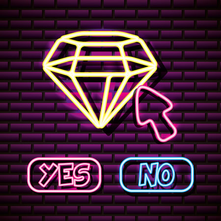 diamond neon arrow selection video game vector illustrationのイラスト素材