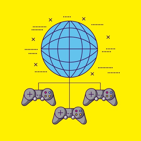 world connection controls video games vector illustrationのイラスト素材
