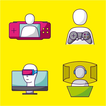 video game virtual reality controls vector illustrationのイラスト素材