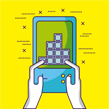 video game person playing tetris vector illustrationのイラスト素材