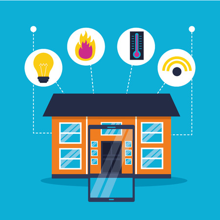 smart home mobile house connected vector illustrationのイラスト素材