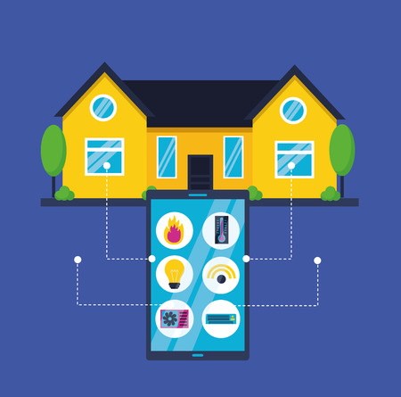 smart home cellphone device control vector illustrationのイラスト素材