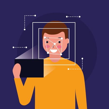 man face scan biometric digital technology vector illustrationのイラスト素材
