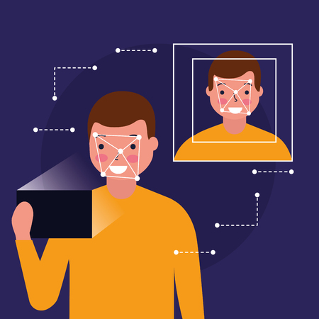 man face scan biometric digital technology vector illustrationのイラスト素材