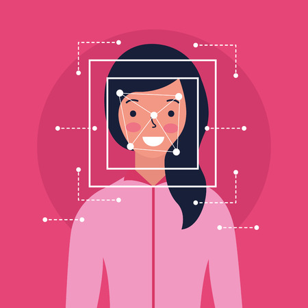 woman face scan process biometric vector illustrationのイラスト素材