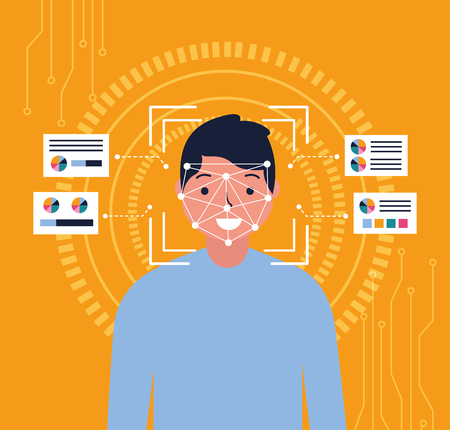 man face scan biometric digital technology vector illustrationのイラスト素材