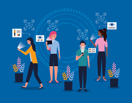 people face scan devices security recognition vector illustrationのイラスト素材