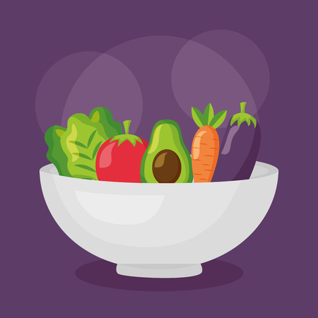 bowl with vegetables healthy food vector illustrationのイラスト素材